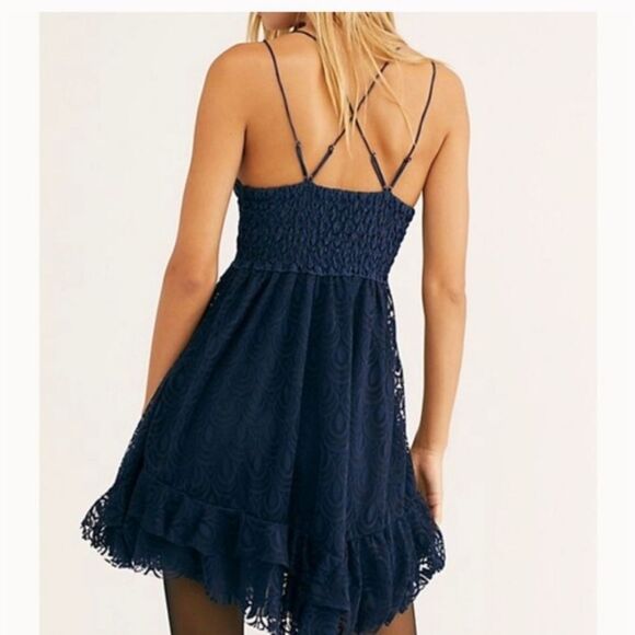 Free People Sleeveless Adella Burnout Slip Dress Blue Small NWT - Picture 5 of 10